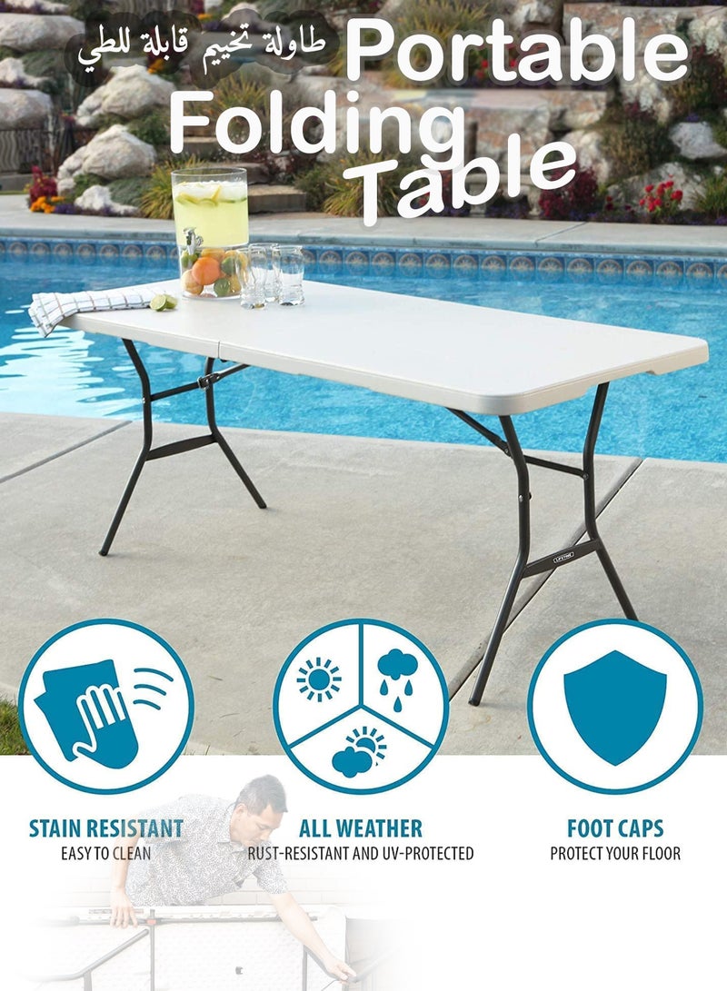 Toshionics Portable Heavy Duty 180cm Folding Table For Indoor And Outdoor Events Home Kitchen Camping Hiking Beach Picnics BBQs Garden Parties Lightweight Aluminium Trestle Convenient Carry Handle Multipurpose R - Image 1