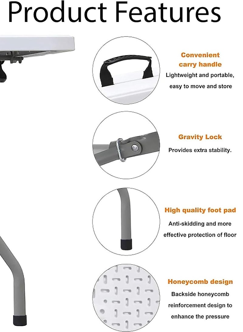 Toshionics Portable Heavy Duty 180cm Folding Table For Indoor And Outdoor Events Home Kitchen Camping Hiking Beach Picnics BBQs Garden Parties Lightweight Aluminium Trestle Convenient Carry Handle Multipurpose R - Image 4