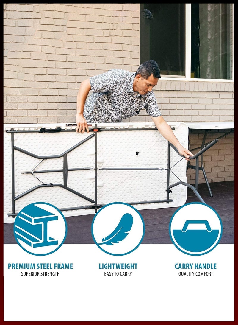 Toshionics Portable Heavy Duty 180cm Folding Table For Indoor And Outdoor Events Home Kitchen Camping Hiking Beach Picnics BBQs Garden Parties Lightweight Aluminium Trestle Convenient Carry Handle Multipurpose R - Image 3