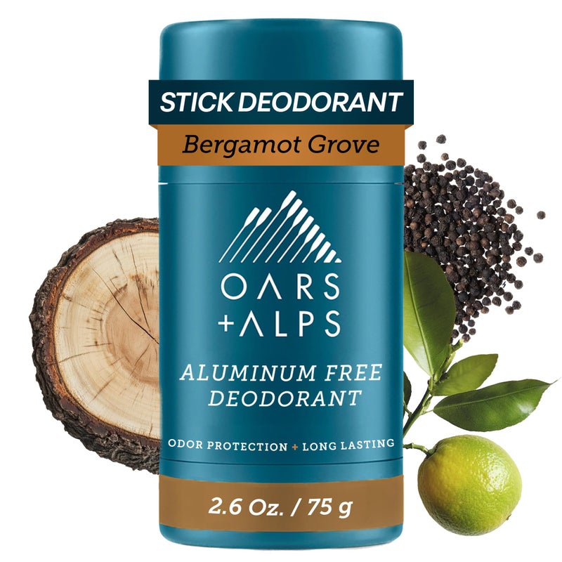 Oars + Alps Deodorant for Men & Women, Aluminum Free Deodorant for Men, Dermatologist Tested, Clean Ingredients, Non Toxic, Vegan, Long Lasting, Odor Protection, Bergamot Grove, 1pk, 2.6oz - Image 1