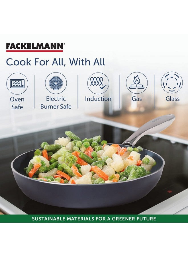 FACKELMANN Ceramic Nonstick Fry Pan 18Cm | German Technology | Non-Toxic| Pfoa, Bpa & Cadmium-Free | Induction Base - All Stoves | Even Heating, Easy Release | Dosa Pan, Egg Pan, Fish Fry Pan - Blue - Image 3