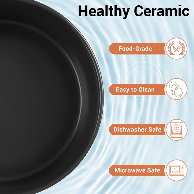 Kitwinney Elevated Dog Bowls, Ceramic Raised Dog Bowl Set with Anti-Slip and Non-Tip Metal Stand, 2 Pack Pet Food and Water Feeding Bowls for Small and Medium Dogs (Black,7.6 Cups) - Image 5
