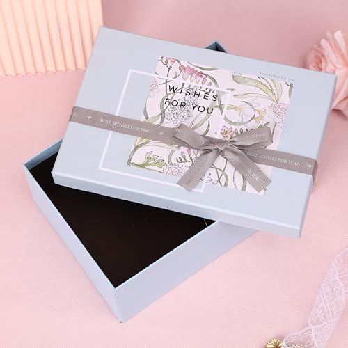 HOME ELEMENTS 3 Pcs Set of Elegant Decorative Gift Boxes with Bow, Rigid Cardboard Boxes, Decorative Present Boxes,Bridesmaid Box, Empty Gift Boxes for Presents, Hampers, Birthdays, Weddings & Events, Special Occasions (Blue) - Image 5