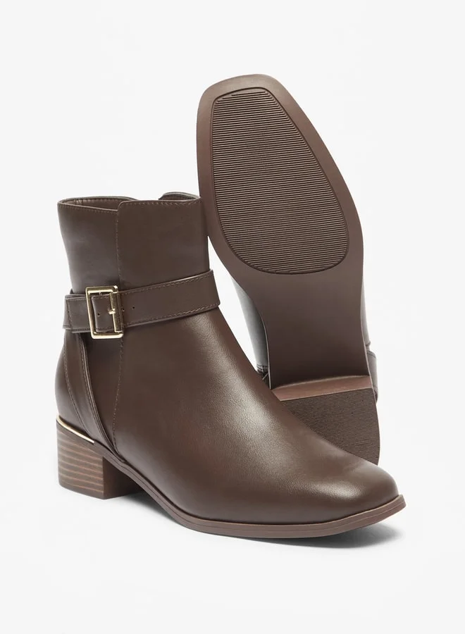 فلورا بيلا من شو إكسبرس Women's Solid Ankle Boots with Zip Closure and Buckle Accent