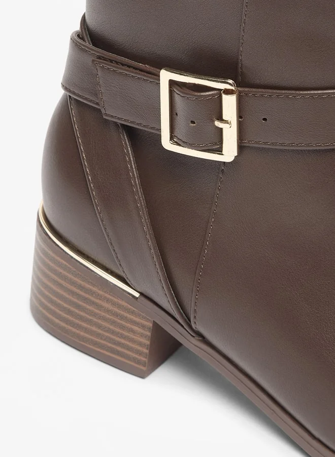 فلورا بيلا من شو إكسبرس Women's Solid Ankle Boots with Zip Closure and Buckle Accent