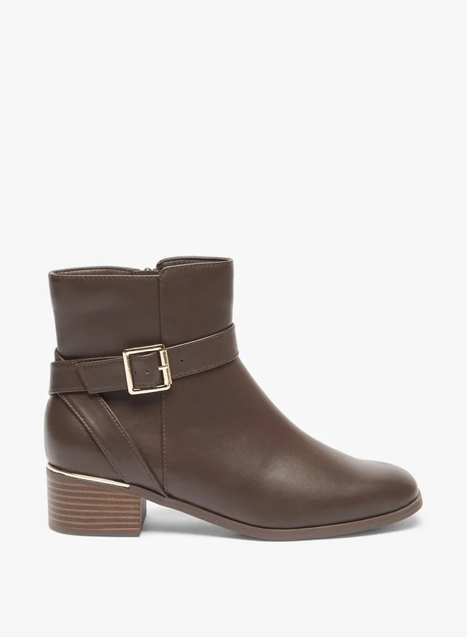 فلورا بيلا من شو إكسبرس Women's Solid Ankle Boots with Zip Closure and Buckle Accent
