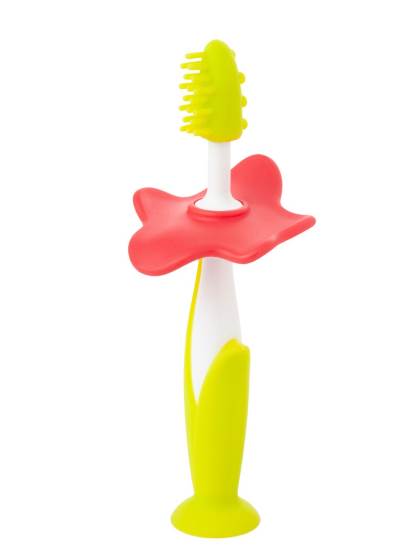 ROXY-KIDS FLOWER Toothbrush & Gum Massager Set for Babies – Soft & Safe TPE, BPA-Free, Suction Cup, Easy Grip, Oral Care from 4 Months, Green - Image 4