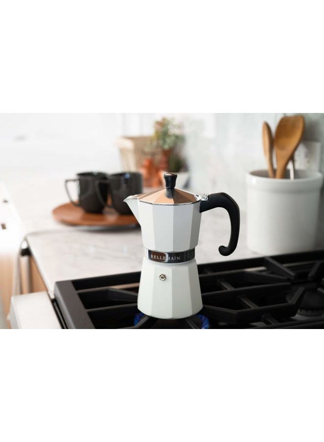 Bellemain Stovetop Espresso Maker Moka Pot (White, 3 Cup) - Image 3