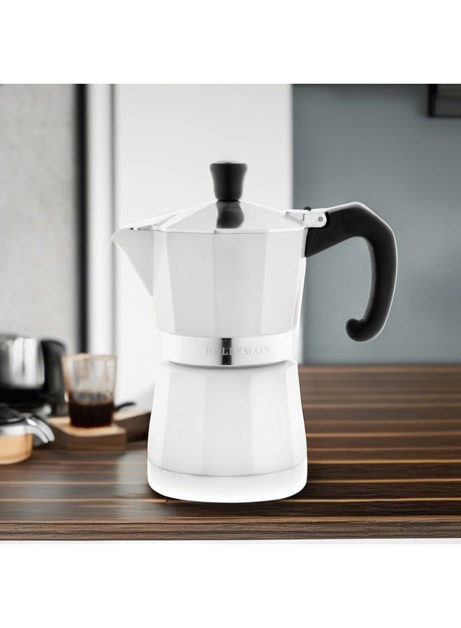 Bellemain Stovetop Espresso Maker Moka Pot (White, 3 Cup) - Image 5