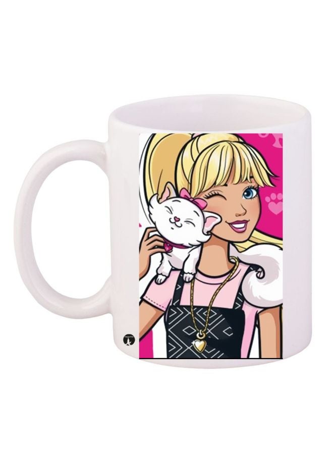 RYN Animated Girl Printed Coffee Mug White/Pink/Yellow 11ounce