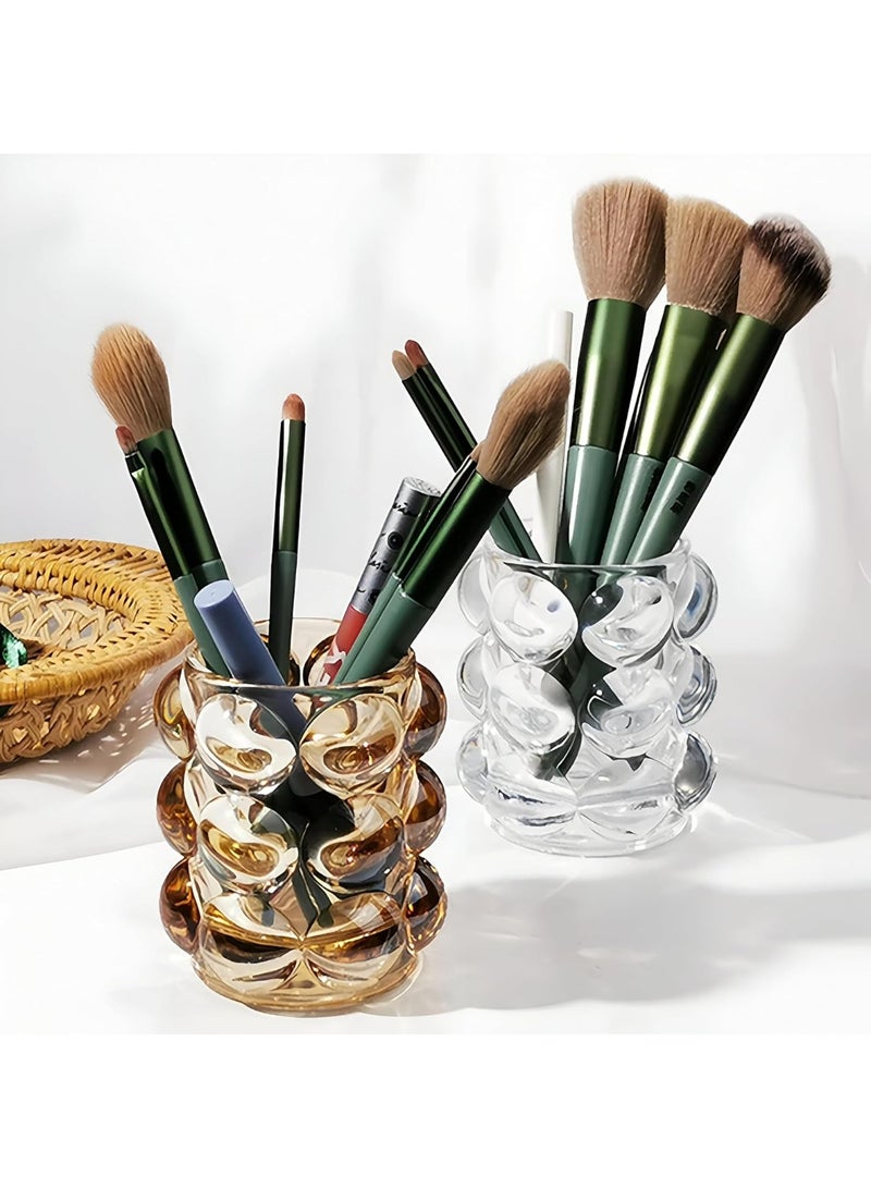 Makeup Brush Organizer with Lid – Dustproof Cosmetic Brush Holder, Rotating Design for Easy Access, Stylish Storage for Vanity, Dresser or Bathroom Countertop - Image 2