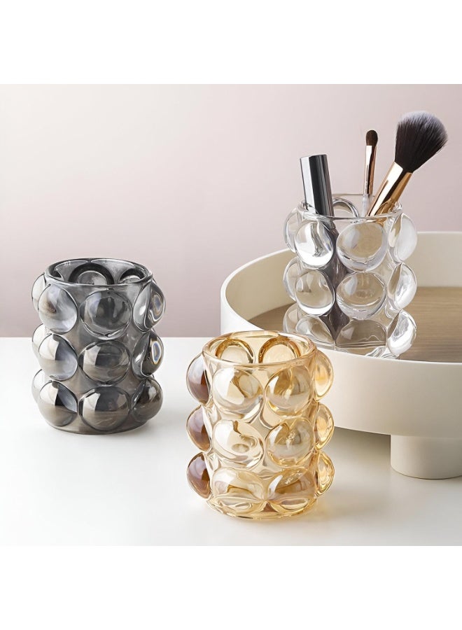 Makeup Brush Organizer with Lid – Dustproof Cosmetic Brush Holder, Rotating Design for Easy Access, Stylish Storage for Vanity, Dresser or Bathroom Countertop - Image 4