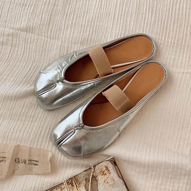 Generic Grape Mom Same Berlin Dream ~ Fashionable Shallow Mouth Shoes with Soft Toes Womens Ballet Trotter Shoes 10689 silver (slippers)