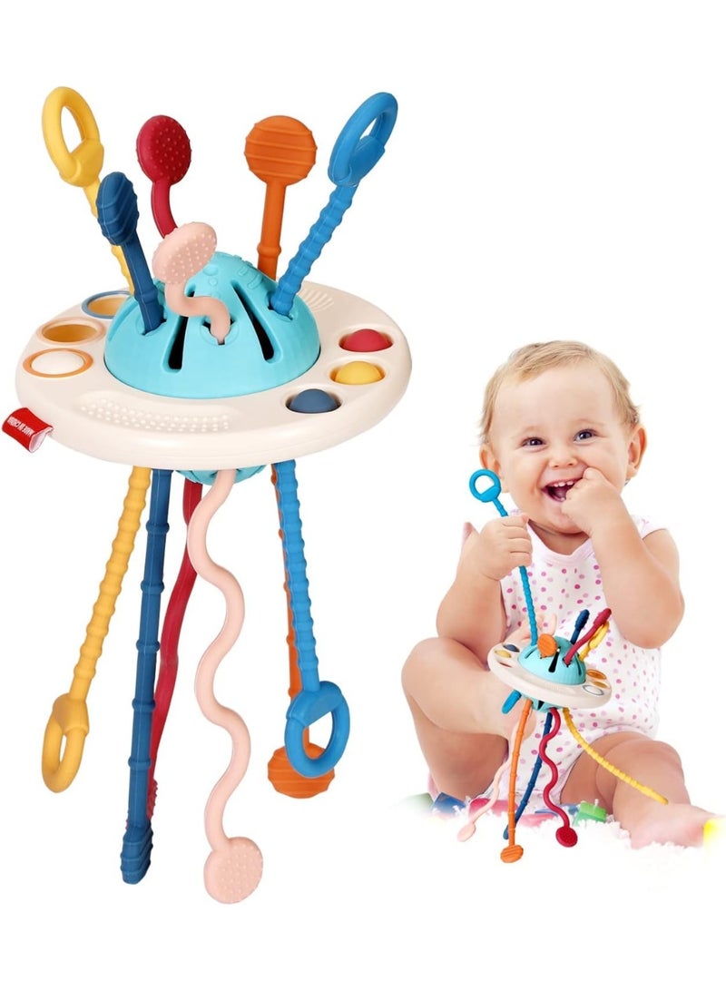 MAGIC VAULT لعبة سحب خيط مونتيسوري للأطفال – لعبة يو إف أو حسية من السيليكون لتطوير المهارات الحركية الدقيقة – لعبة نشاط سفر للأطفال من 6-18 شهرًا – هدية للأطفال من 1-3 سنوات - Image 1