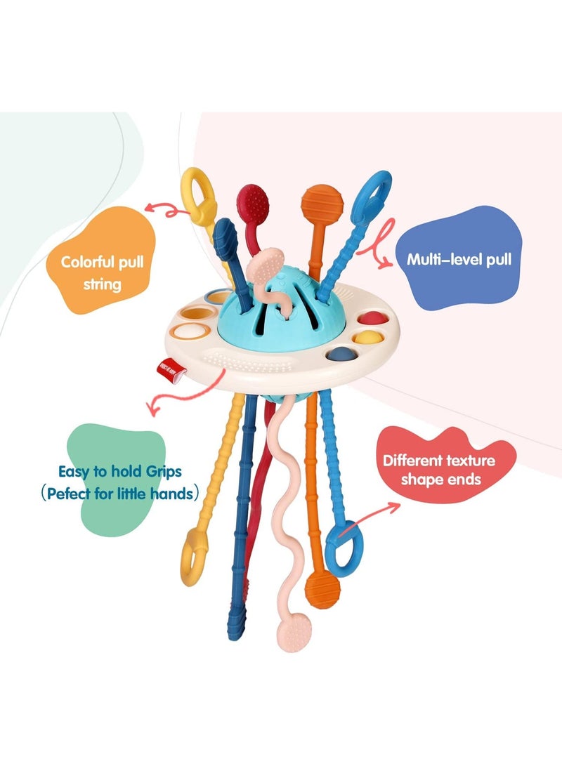 MAGIC VAULT لعبة سحب خيط مونتيسوري للأطفال – لعبة يو إف أو حسية من السيليكون لتطوير المهارات الحركية الدقيقة – لعبة نشاط سفر للأطفال من 6-18 شهرًا – هدية للأطفال من 1-3 سنوات - Image 3