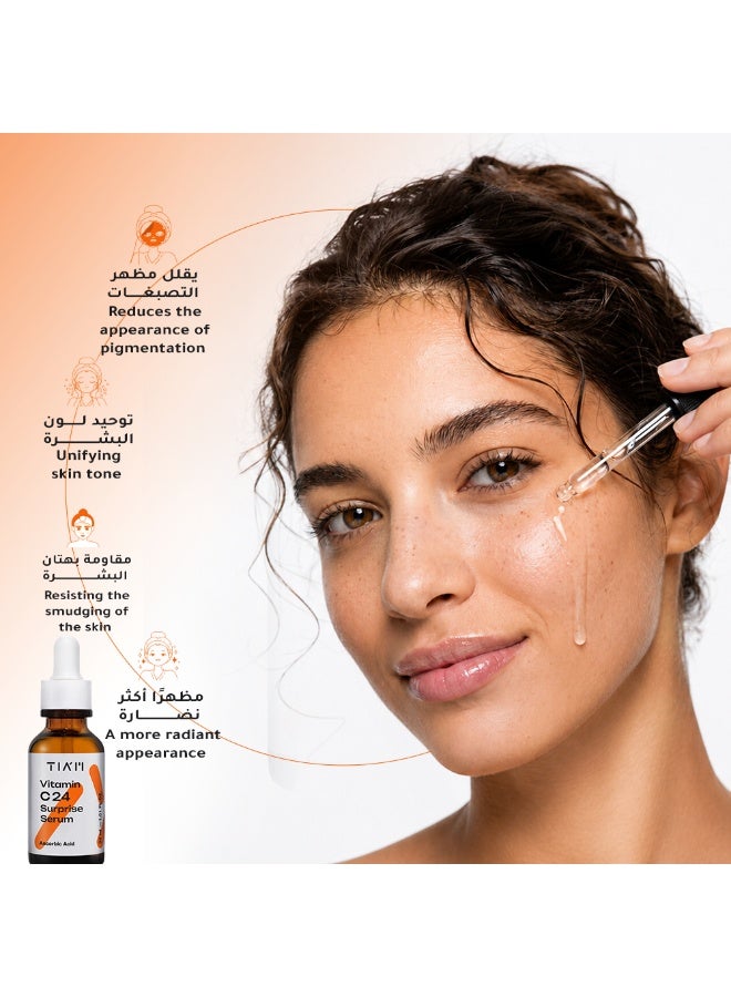 TIA'M Vitamin C 24 Brightening Face Serum for Dark Spots, Hyperpigmentation and Skin Tone Evening With Pure Ascorbic Acid and Collagen Boost - 30 ml - Image 2