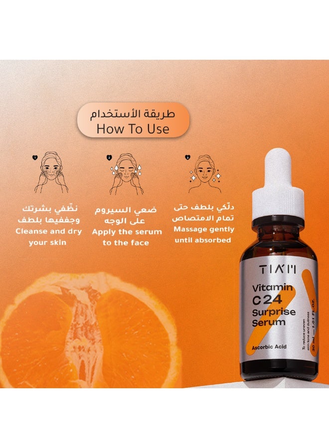 TIA'M Vitamin C 24 Brightening Face Serum for Dark Spots, Hyperpigmentation and Skin Tone Evening With Pure Ascorbic Acid and Collagen Boost - 30 ml - Image 4