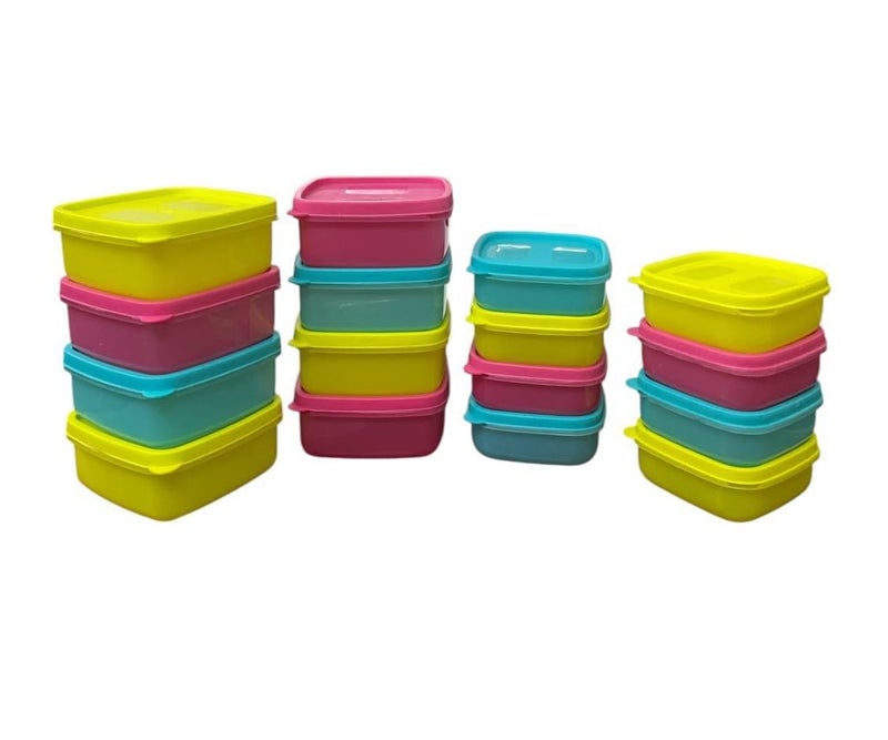c s m C.S.M CSM Food Storage Containers, Square, Set of 16 (330ml x 8, 200ml x 8), Air Tight, BPA Free, Stackable, Multicolour - Image 1
