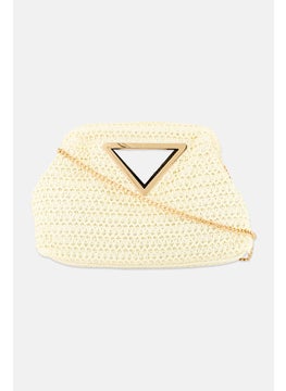 Moda Luxe Women Textured Cross Body Bag 30 L x 21 H x 11 W cm, Light Cream  - Image 1