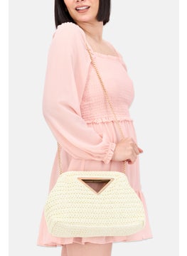 Moda Luxe Women Textured Cross Body Bag 30 L x 21 H x 11 W cm, Light Cream  - Image 2