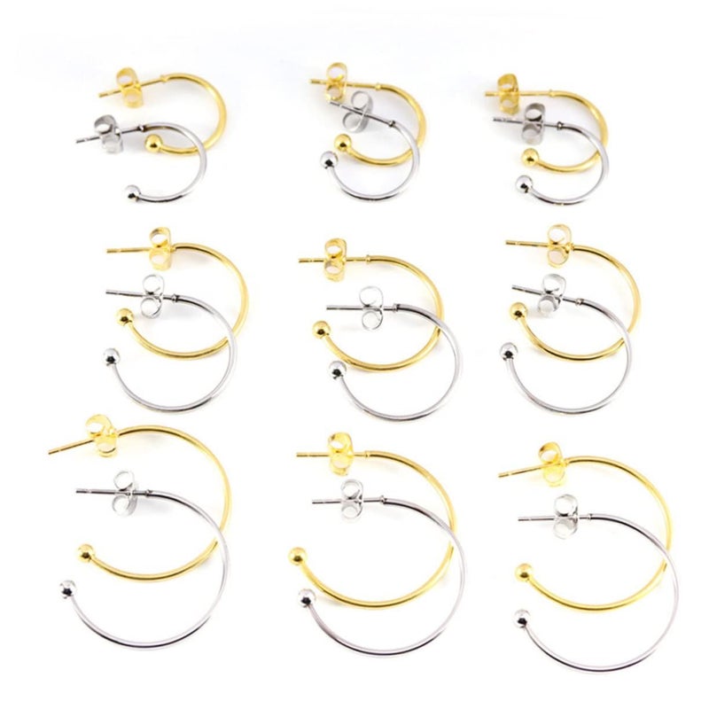 6pcs Sterling Silver Hoop Earrings Diy Kit C Shaped Ear Hook Beads Eardrop Jewelry Accessories For Women - Image 2