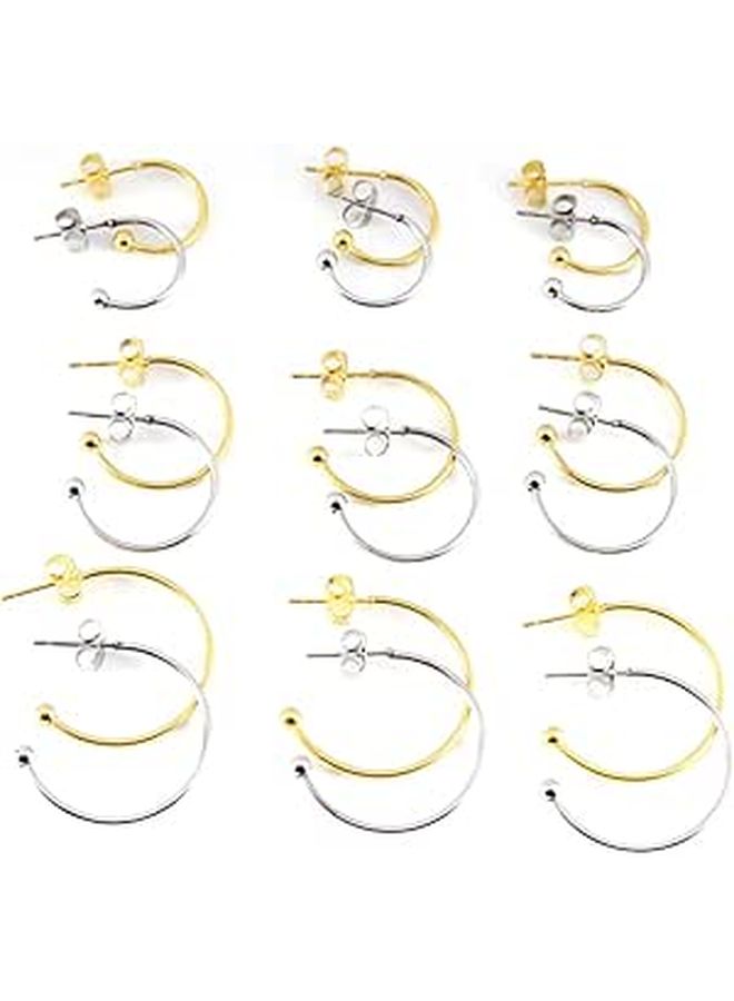 6pcs Sterling Silver Hoop Earrings Diy Kit C Shaped Ear Hook Beads Eardrop Jewelry Accessories For Women - Image 1