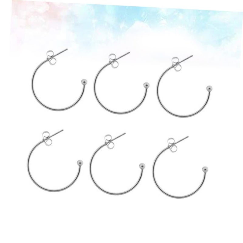 6pcs Sterling Silver Hoop Earrings Diy Kit C Shaped Ear Hook Beads Eardrop Jewelry Accessories For Women - Image 3