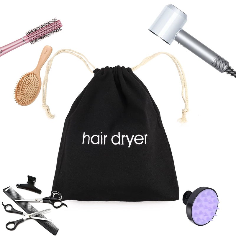 ERKXD Hair Dryer Bags Drawstring Bag Container Hairdryer Bag for travel bathroom (Black) - Image 4