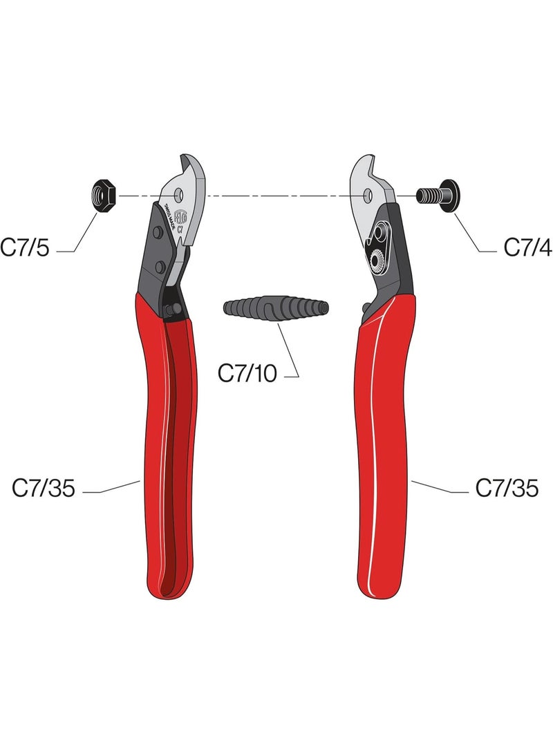 FELCO Felco Cable Cutter (F C3) - Felco Cable Cutter (F C7) - Heavy Duty Strength Steel Wire One-Hand Cable Cutter with Non-Slip Grip (7mm)  - Image 2