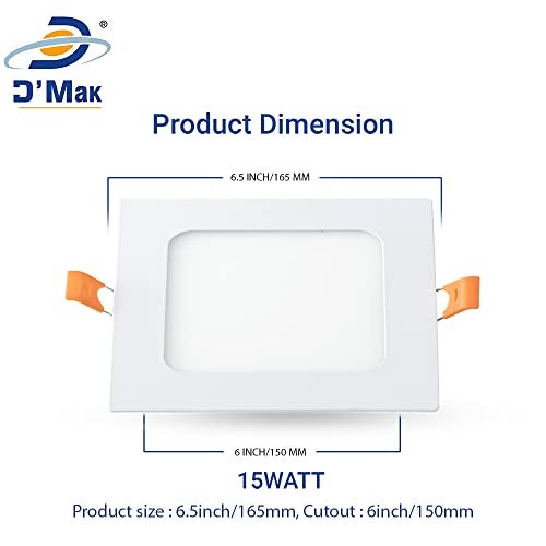 D'Mak Panel LED Light for Ceiling, 15-Watt Metal Square Panel Light White Light for Indoor Use at Home and Office, Fancy Square Lights, Need No False Ceiling - Pack of 4 - Image 4