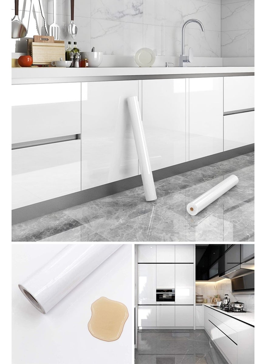 Technosmart 60X100CM White Glitter Self Adhesive Glossy Wallpaper Kitchen Bathroom Cabinet Covering  - Image 2