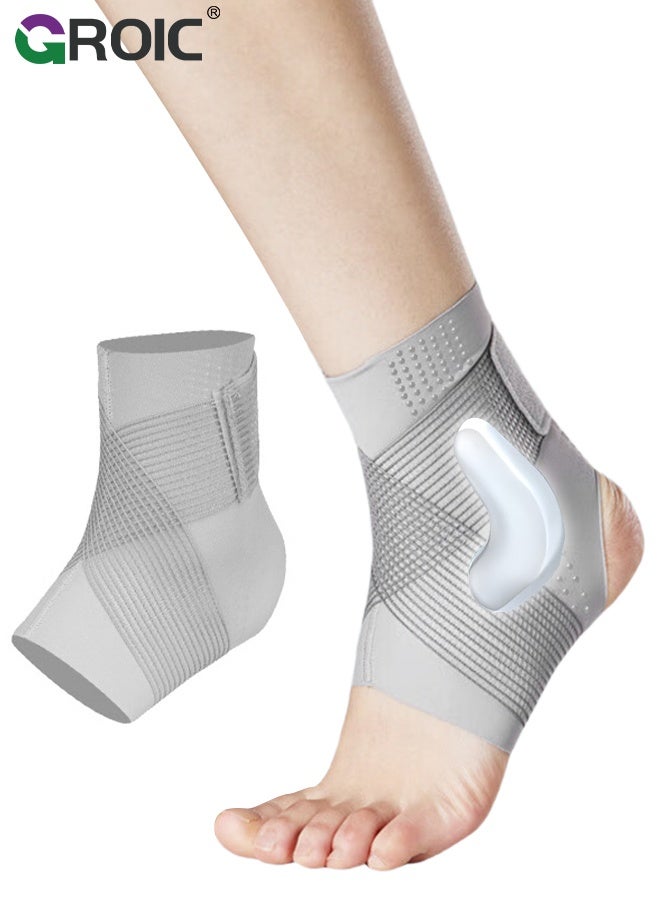 GROIC Elite Ankle Brace with Adjustable Strap and Gel Pad, Silicone Ankle Sleeve for Ankle Support and Pain Relief, Ankle Brace For Sprained Ankle, Plantar Fasciitis, Ankle Pain - Image 1