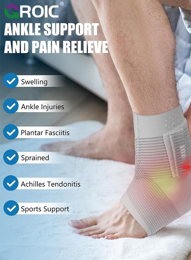 GROIC Elite Ankle Brace with Adjustable Strap and Gel Pad, Silicone Ankle Sleeve for Ankle Support and Pain Relief, Ankle Brace For Sprained Ankle, Plantar Fasciitis, Ankle Pain - Image 5