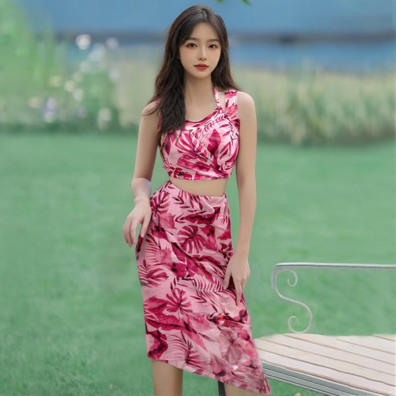 New Swimwear Women'S Trendy Bikini Bikini Split Three-Piece Set Conservative Slim Belly Covering Spring Swimsuit - Image 1