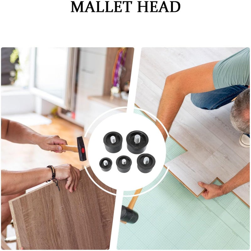 10pcs Replacement Rubber Mallet Heads with 25-45mm Sizes, Sturdy Replacement Striking Tips for Flooring Installation and Woodworking Tools Accessories - Image 3