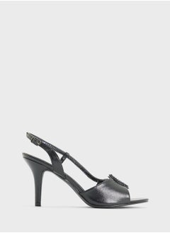 ELLA Woven Sling-Back Heeled Sandal  - Image 1