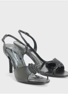 ELLA Woven Sling-Back Heeled Sandal  - Image 4