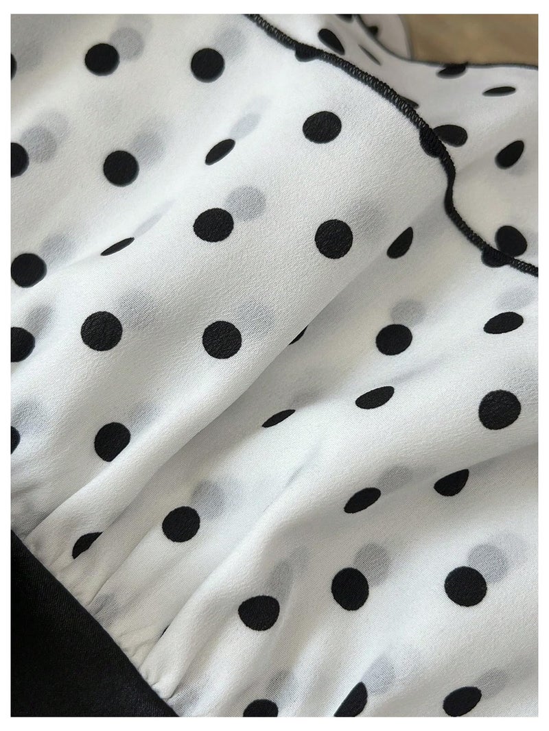 Verdusa Women's Polka Dots Tank Top Y2k Babydoll Tops Peplum Ruffle Tops White - Image 5