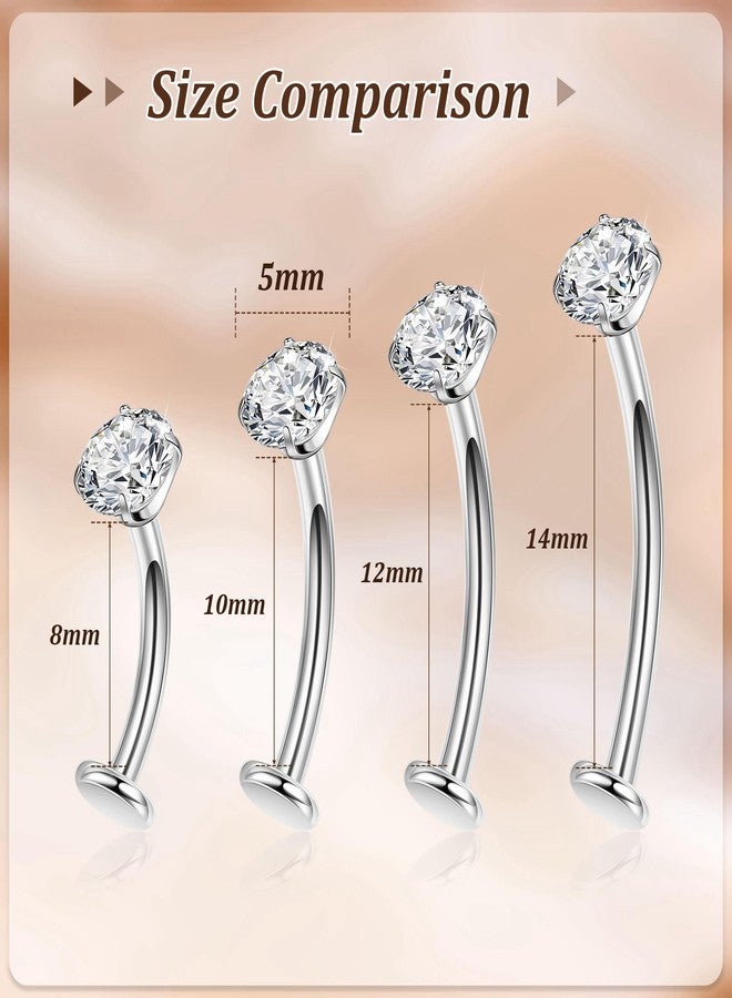 NICEIGHT 14G F136 Titanium Floating Belly Button Rings for Women Petite Flat Back CZ Belly Rings Opal Barbell Heart Curved Navel Ring Internally Threaded Belly Piercing Jewelry 8/10/12/14mm, 10mm - Image 4