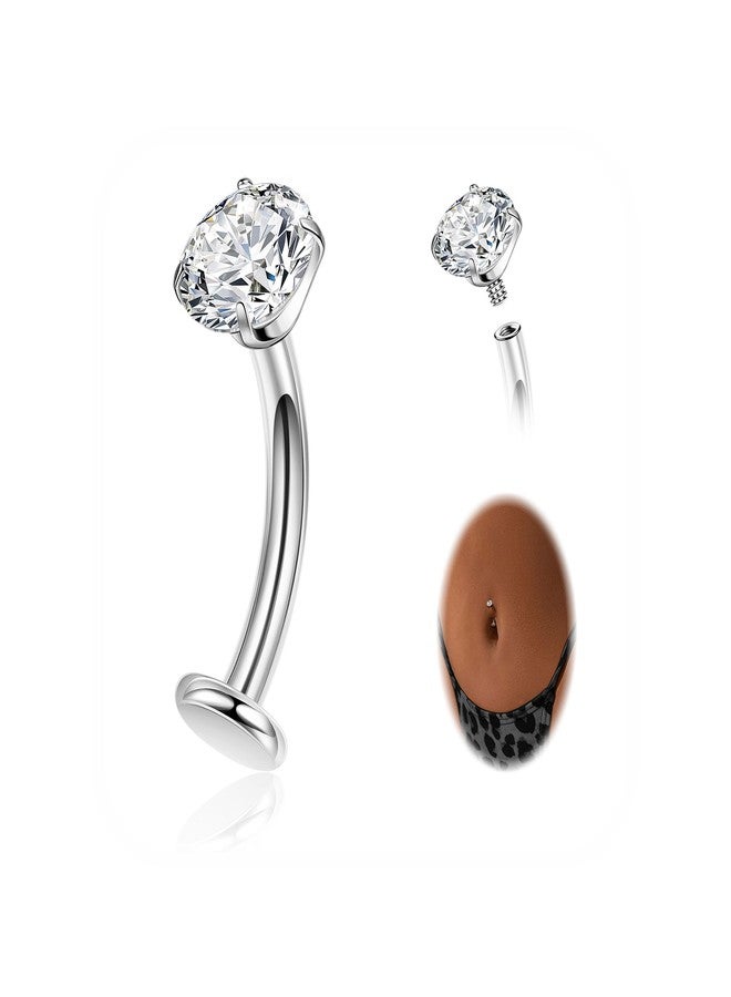 NICEIGHT 14G F136 Titanium Floating Belly Button Rings for Women Petite Flat Back CZ Belly Rings Opal Barbell Heart Curved Navel Ring Internally Threaded Belly Piercing Jewelry 8/10/12/14mm, 10mm - Image 1