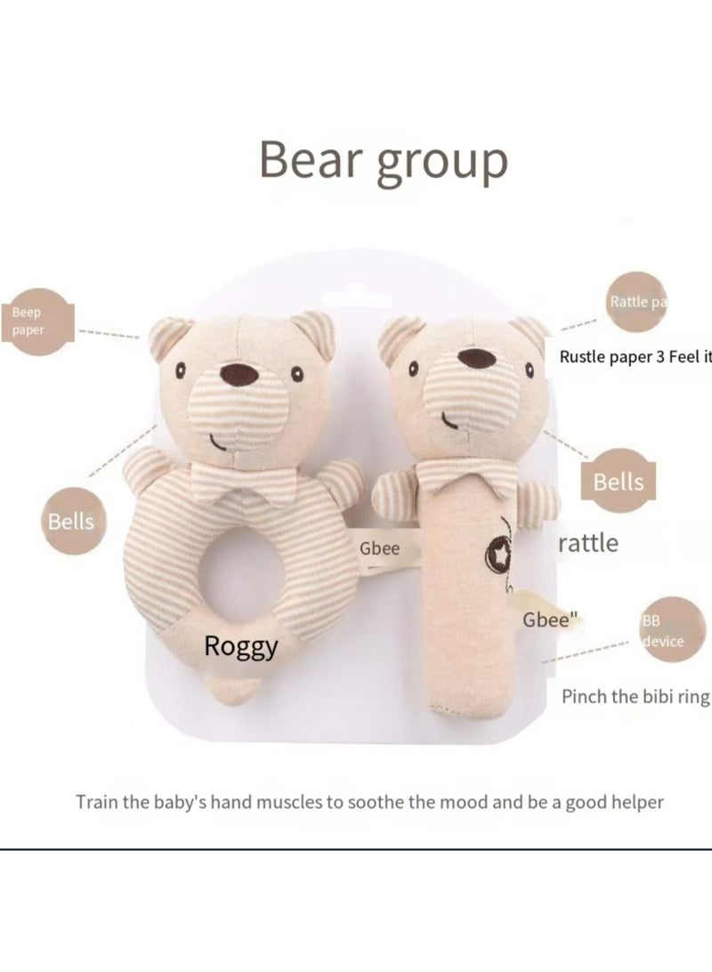 جبيه بيبي القطن العضوي هزاز عصا للأطفال حديثي الولادة مهدئا دمية طفل 0-2-year-old يد طفل لعبة هزاز الجرس - Image 2