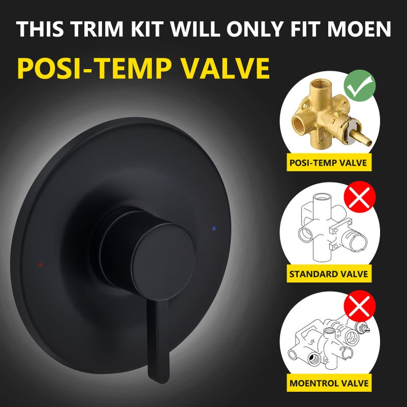 Tearel Shower And Tub Trim Kit  Compatible With Moen Posi-Temp Valve  Matte Black - Image 2