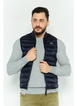 LACOSTE Men Embroidered Logo Sleeveless Puffer Vest Jacket, Navy Blue  - Image 1