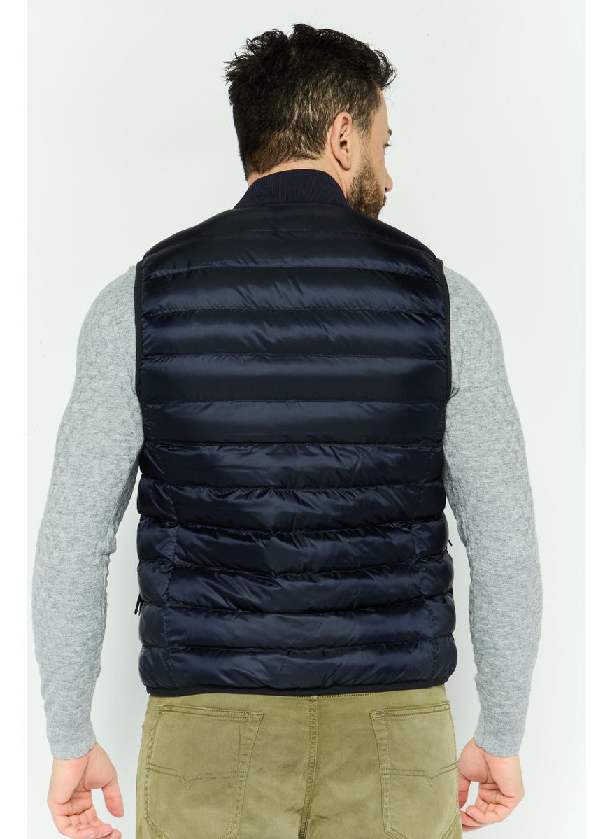 LACOSTE Men Embroidered Logo Sleeveless Puffer Vest Jacket, Navy Blue  - Image 4