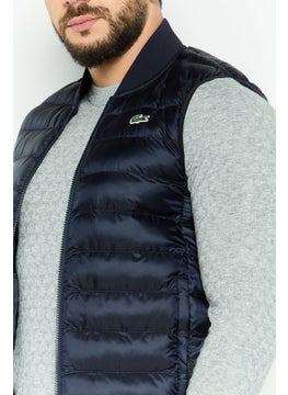 LACOSTE Men Embroidered Logo Sleeveless Puffer Vest Jacket, Navy Blue  - Image 3