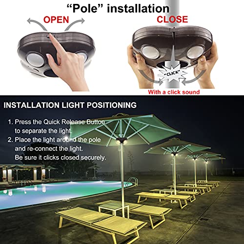 HONWELL Patio Umbrella Light Outdoor Wireless Battery Operated LED Table Umbrella Lights with Remote, 12 Color Changing Outside Umbrella Pole Light, Camping Lights for Umbrellas (Brown) - Image 5