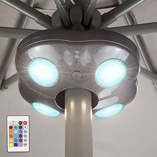 HONWELL Patio Umbrella Light Outdoor Wireless Battery Operated LED Table Umbrella Lights with Remote, 12 Color Changing Outside Umbrella Pole Light, Camping Lights for Umbrellas (Brown) - Image 1