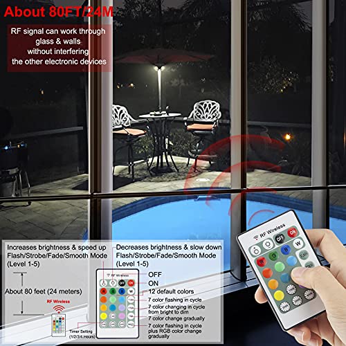 HONWELL Patio Umbrella Light Outdoor Wireless Battery Operated LED Table Umbrella Lights with Remote, 12 Color Changing Outside Umbrella Pole Light, Camping Lights for Umbrellas (Brown) - Image 3