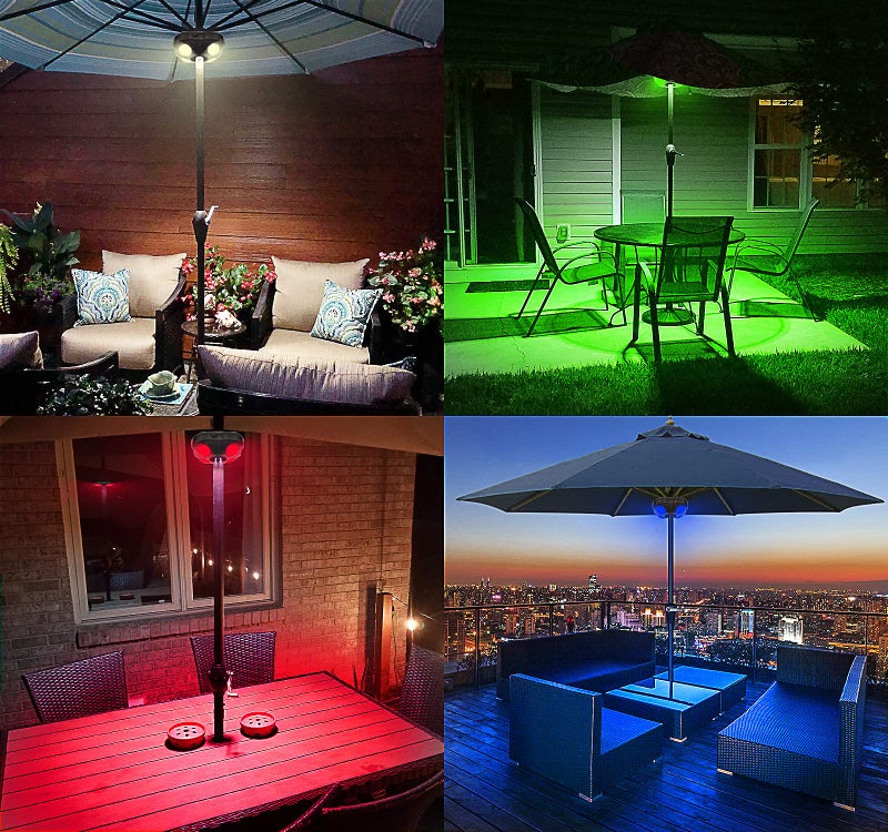 HONWELL Patio Umbrella Light Outdoor Wireless Battery Operated LED Table Umbrella Lights with Remote, 12 Color Changing Outside Umbrella Pole Light, Camping Lights for Umbrellas (Brown) - Image 4