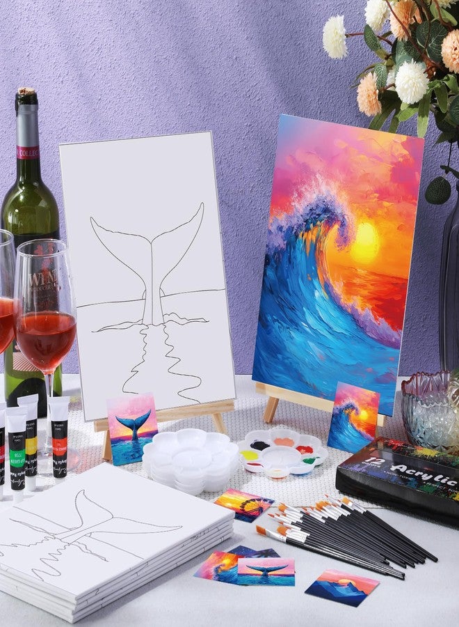 Sherr 12 Pcs Pre Drawn Canvas Pre Printed Canvas Set for Adults Cute Printed to Paint Set Theme Painting for Summer Party Favor(Beautiful Scenery,8 x 10 Inch) - Image 2